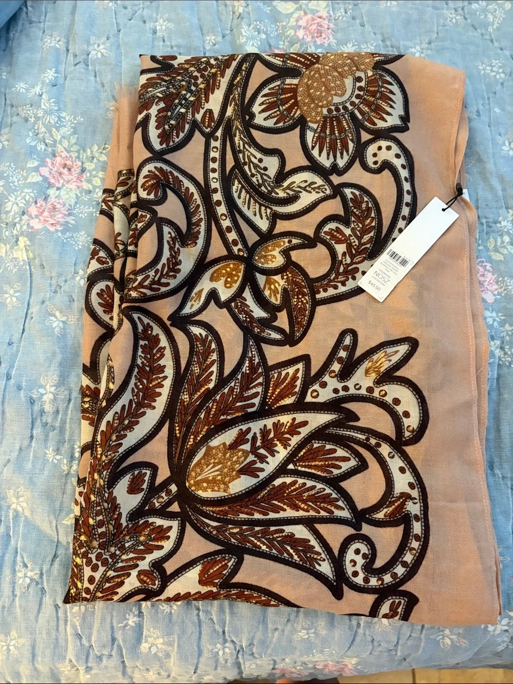 Chico’s Pink Paisley Print Lightweight Scarf